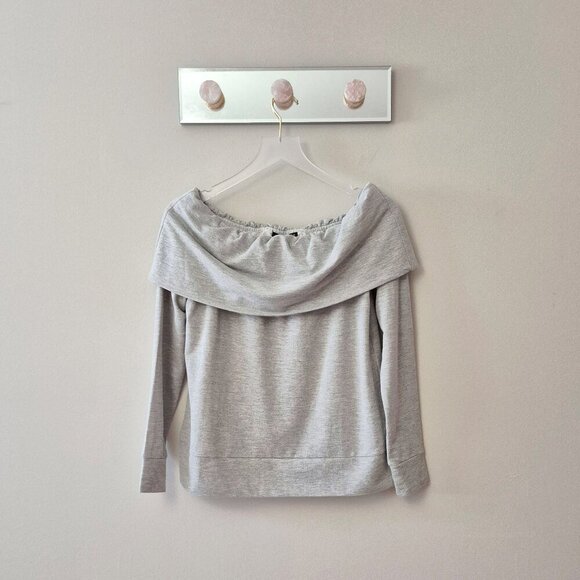 EUC Como Black heather grey sweatshirt top with off the shoulder detailing, M - Picture 5 of 6